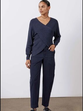 Ruti Women's Navy Wrap V-Neck Sweater